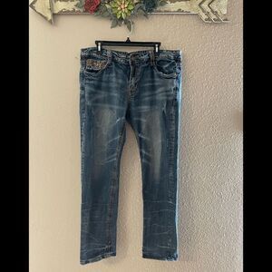 T2M - Men’s straight leg snake skin pocket jeans